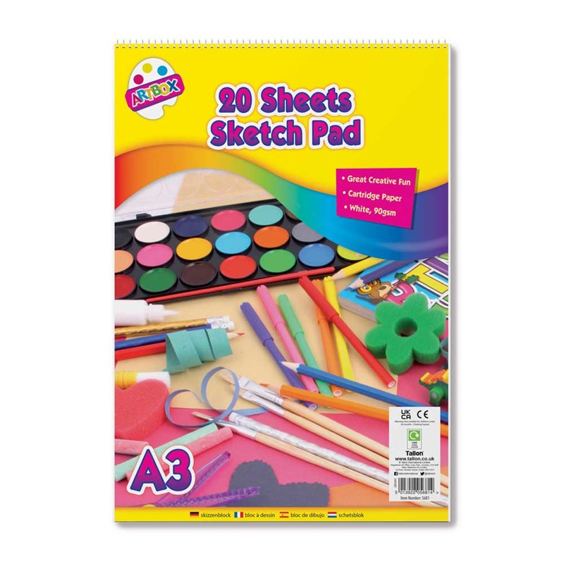 6pk A3 Sketch Pad 20sheets - Tiger Feet Ireland