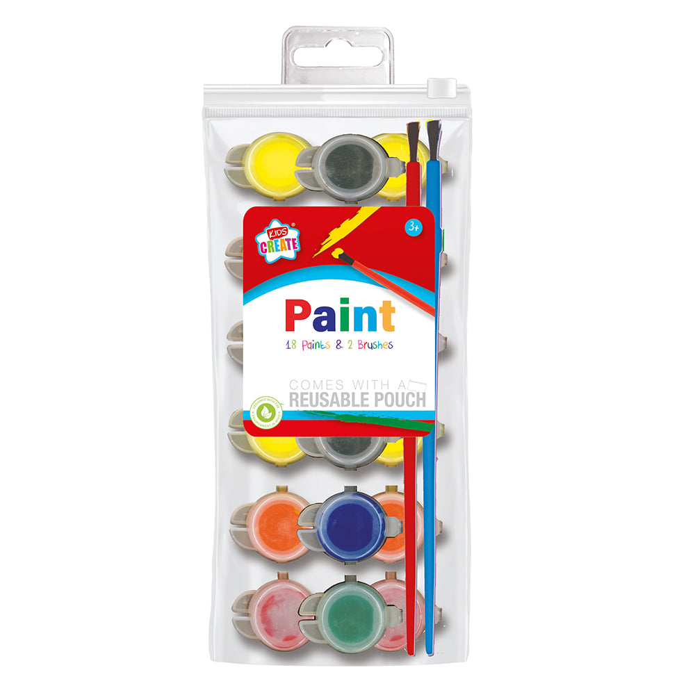 18 Poster Paints & 3 Brushes - Tiger Feet Ireland