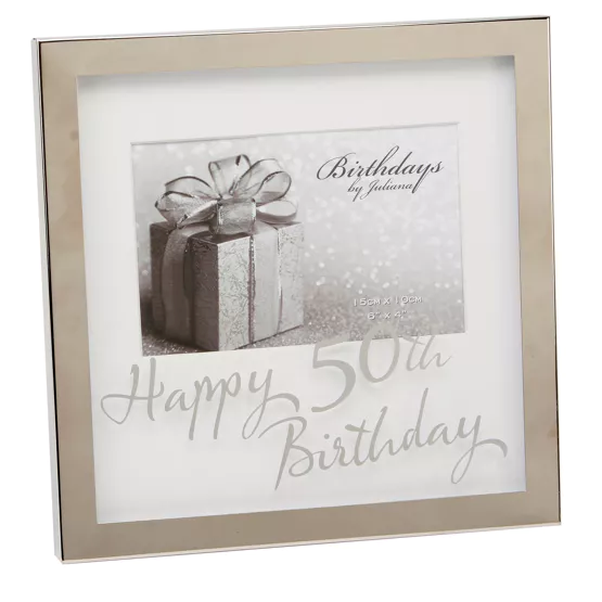 Box Frame 6"x4" with Mirror Print 50th - Tiger Feet Ireland