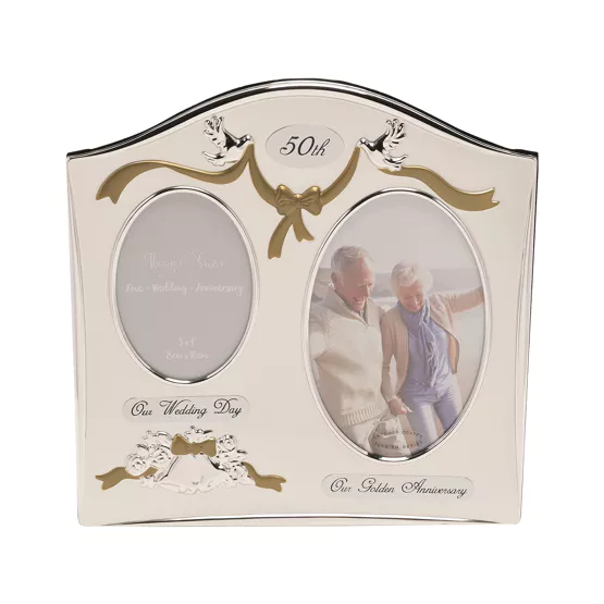 Photo Frame Silver Plated Double Anniversary 50th - Tiger Feet Ireland