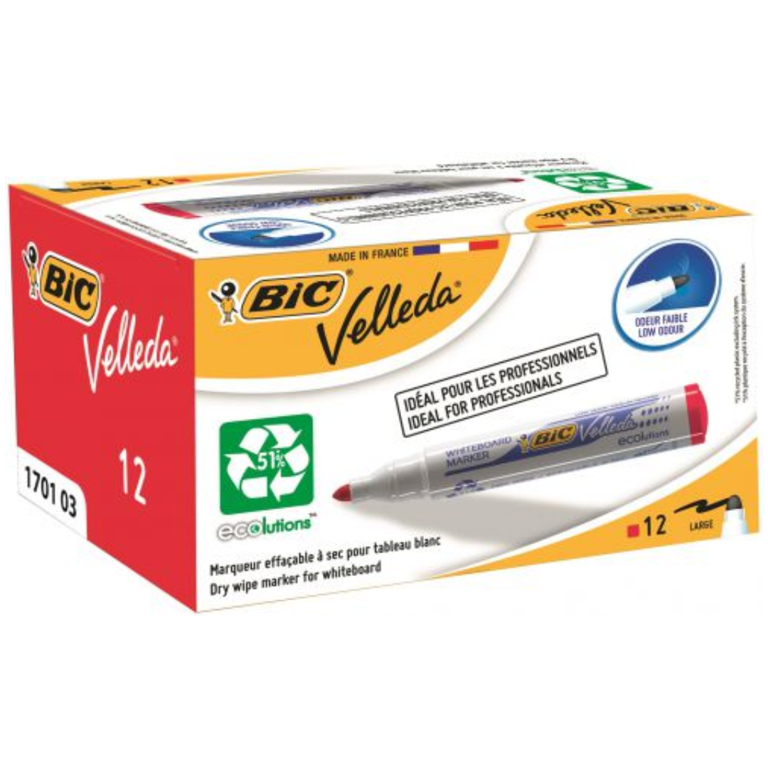12pk BIC Velleda 1701 Whiteboard Marker Red - Tiger Feet Ireland