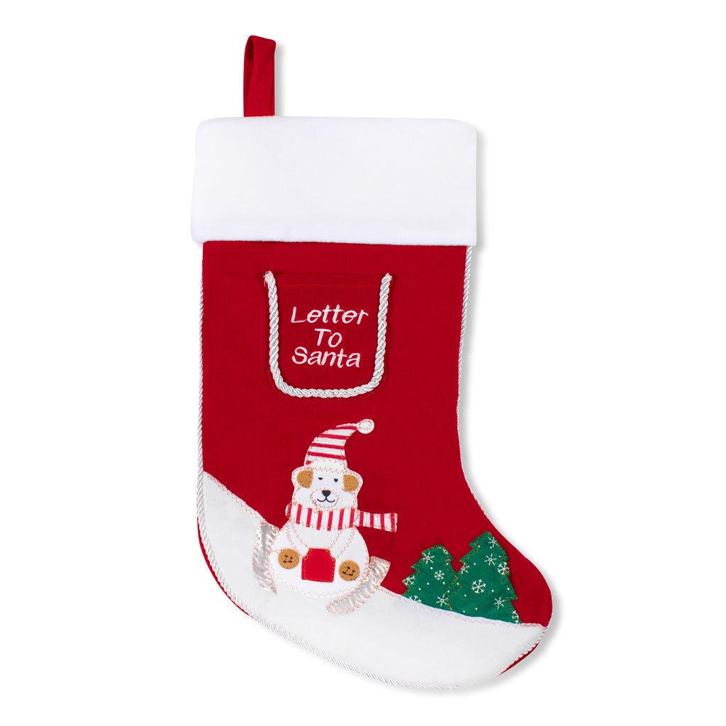 52cm Velvet Stocking Santa Bear 12pk - Tiger Feet Ireland