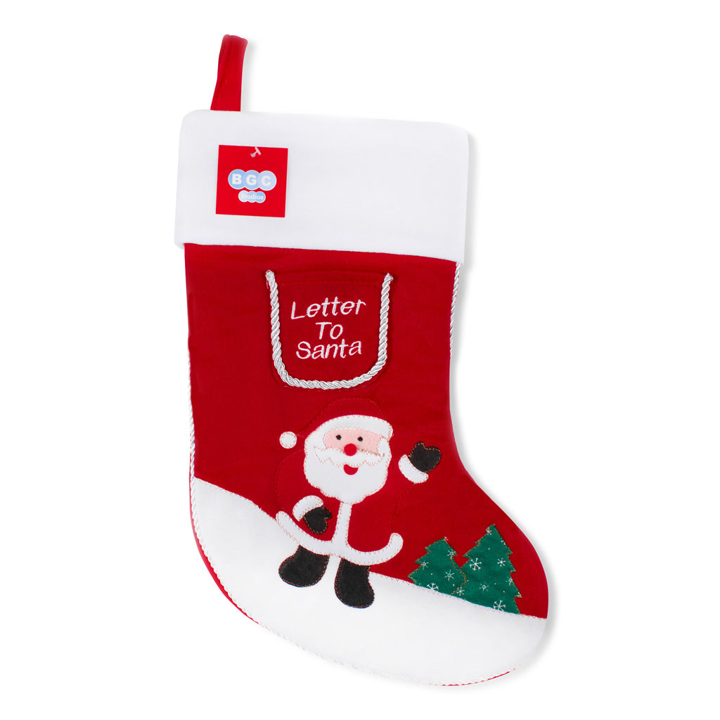 52cm Velvet Stocking Santa and Tree 12pk - Tiger Feet Ireland