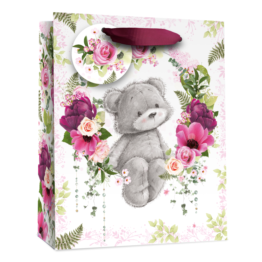 6pk Giftbags Small Bear with Floral - Tiger Feet Ireland