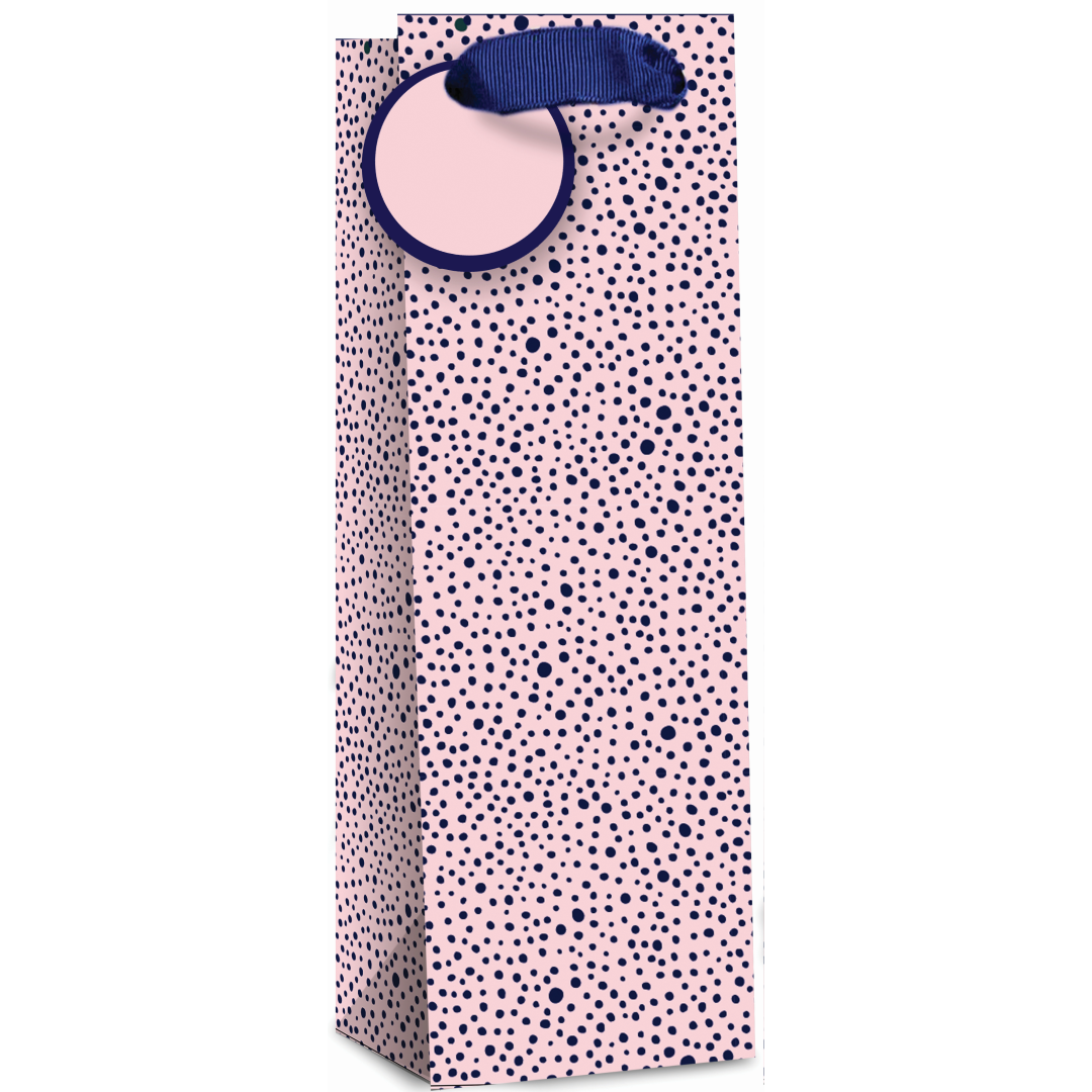 6pk Giftbags Bottle Pink Small Dots - Tiger Feet Ireland