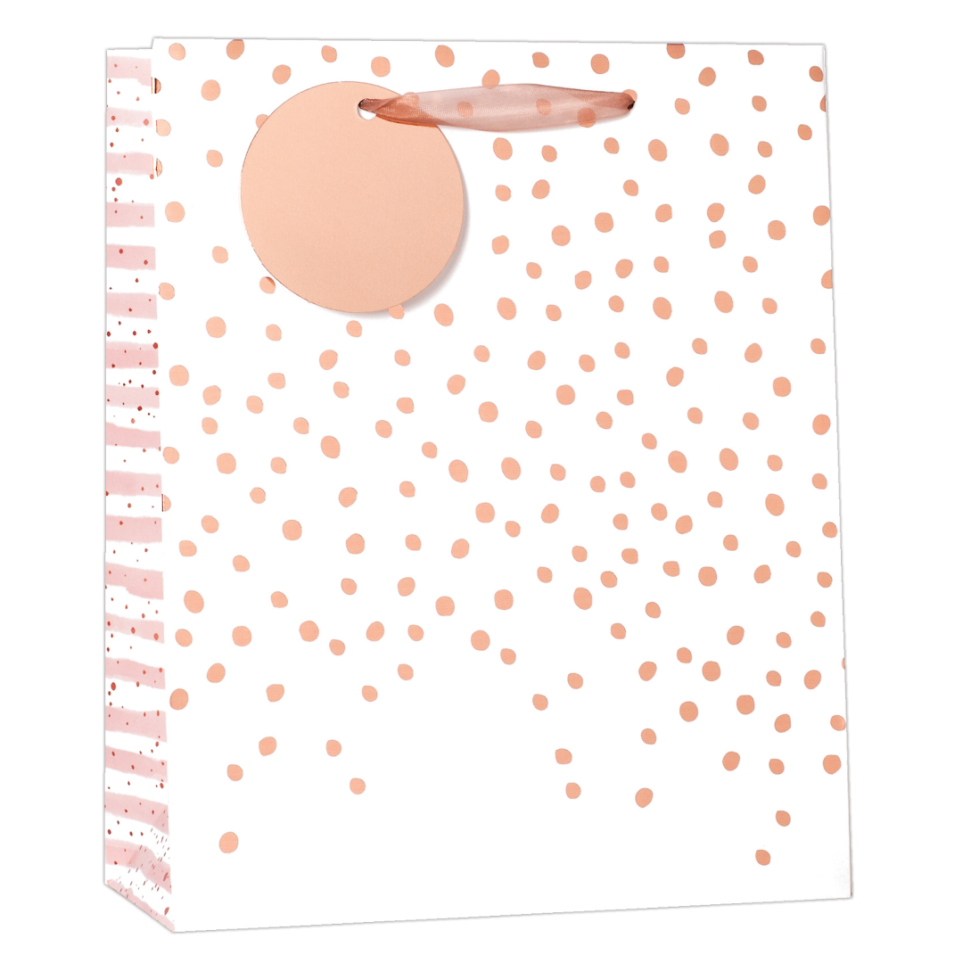 6pk Giftbags Medium Rose Gold Dots - Tiger Feet Ireland
