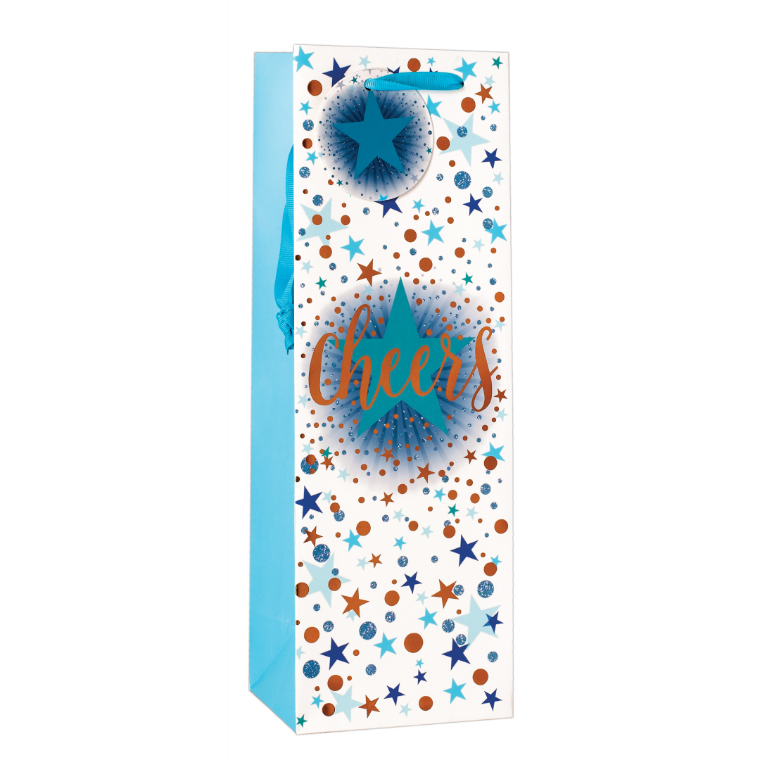 6pk Giftbags Bottle Cheers Stars - Tiger Feet Ireland