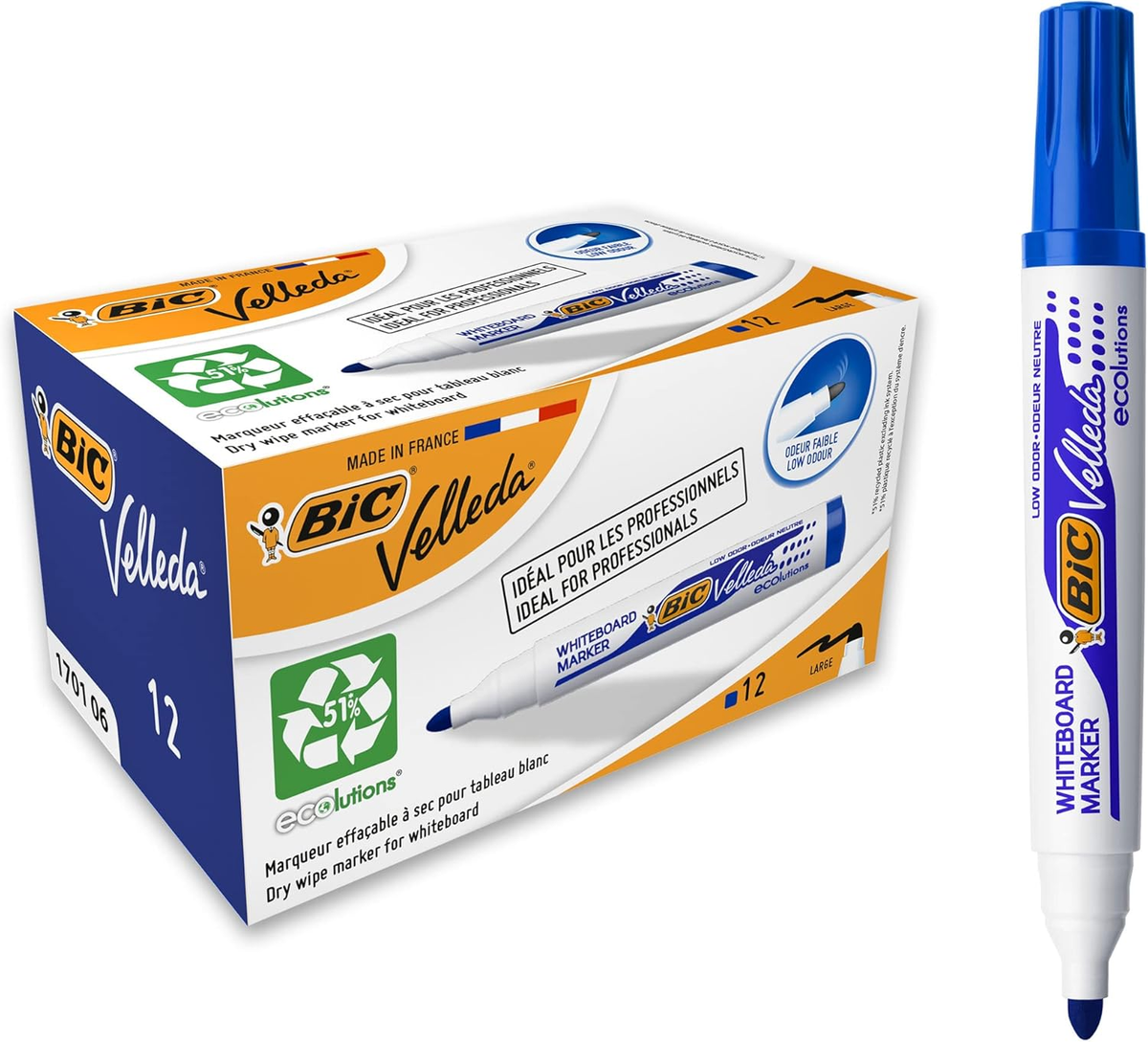 12pk BIC Velleda 1701 Whiteboard Marker Blue - Tiger Feet Ireland