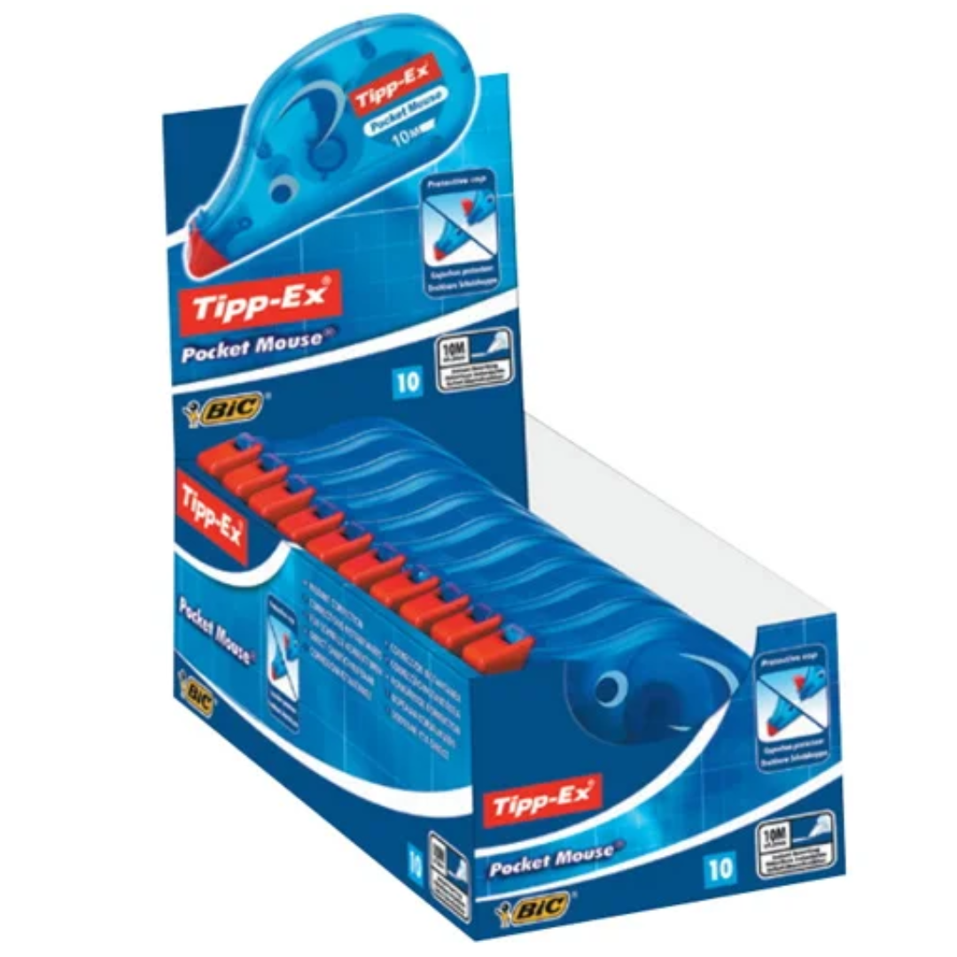 10pk Tippex Pocket Mouse Correction Tape 10m - Tiger Feet Ireland