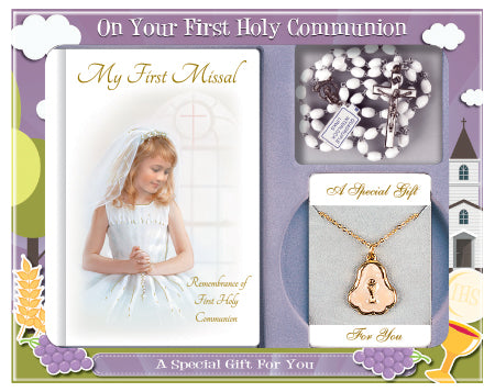Communion Gift Set Hardback Book/Rosary/Necklet - Tiger Feet Ireland