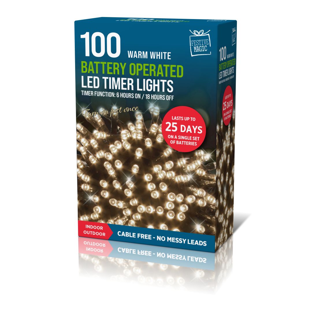 Timer LED Lights 100 Warm White