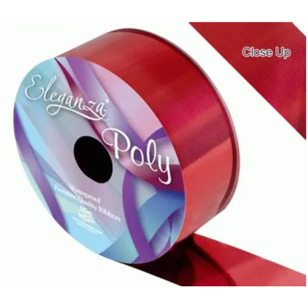 Poly Ribbon 50mm x 25m Metallic Red - Tiger Feet Ireland