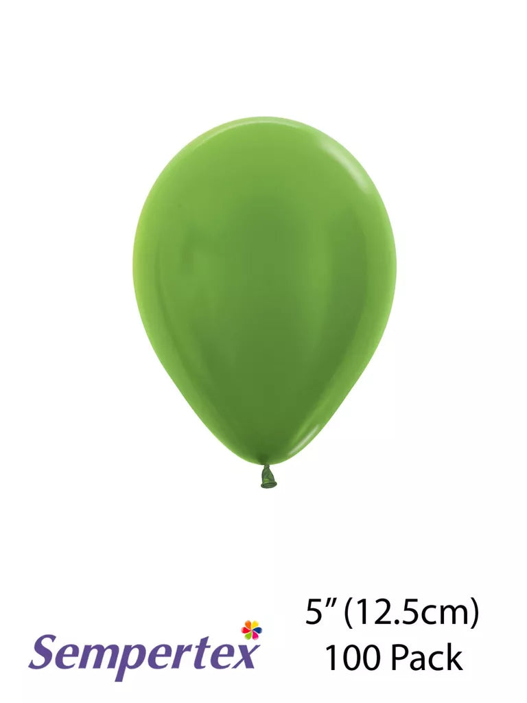 Sempertex Metallic Lime Green 5" Latex Balloons 10
