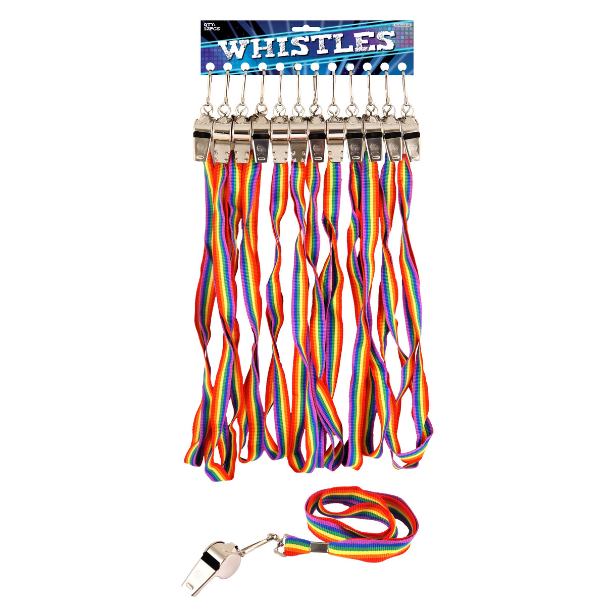 12pk Whistle Metal 5.5cm Pride Cord - Tiger Feet Ireland