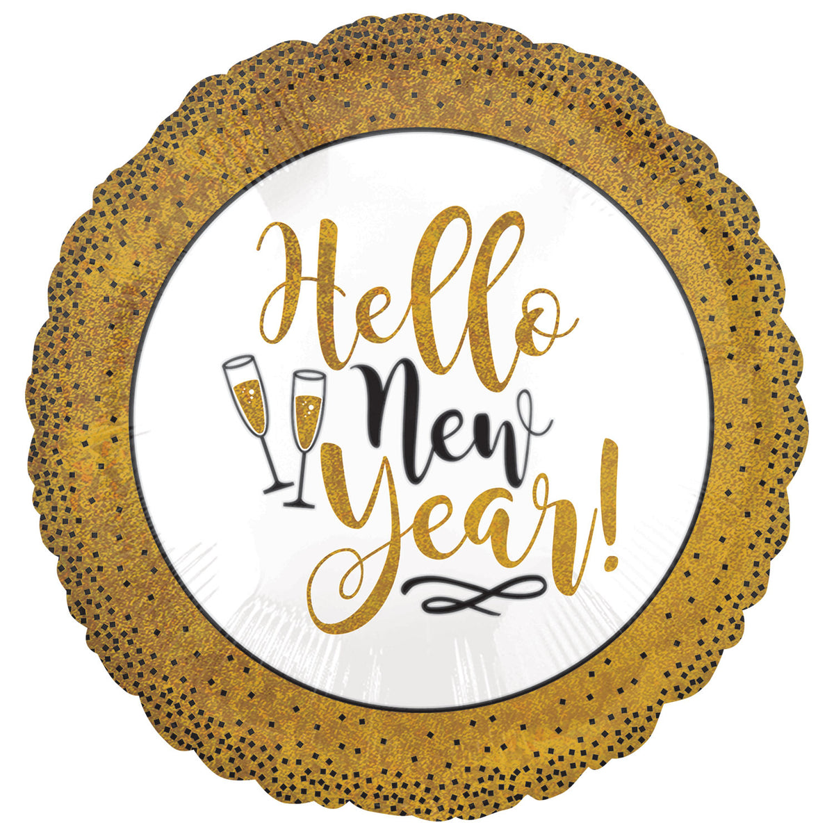 Foil Balloon 18" Round Gold Glitter New Year - Tiger Feet Ireland