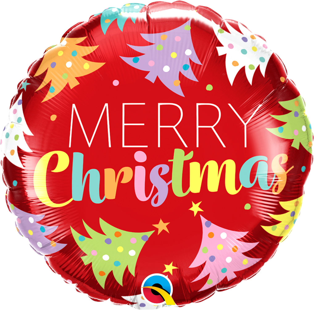 Foil Balloon 18" Round Christmas Tree Red - Tiger Feet Ireland