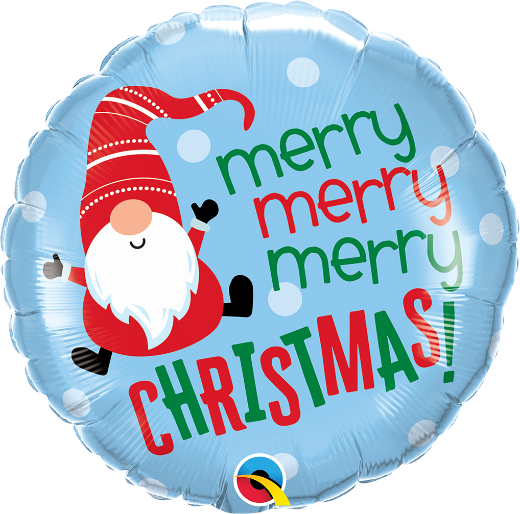Foil Balloon 18" Round Merry Christmas Gnome - Tiger Feet Ireland