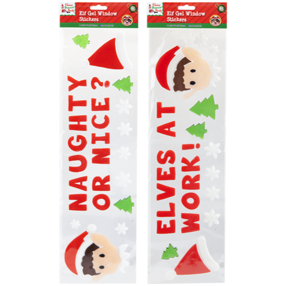 Sticker Window 55cm Elf XM Assorted 12pk