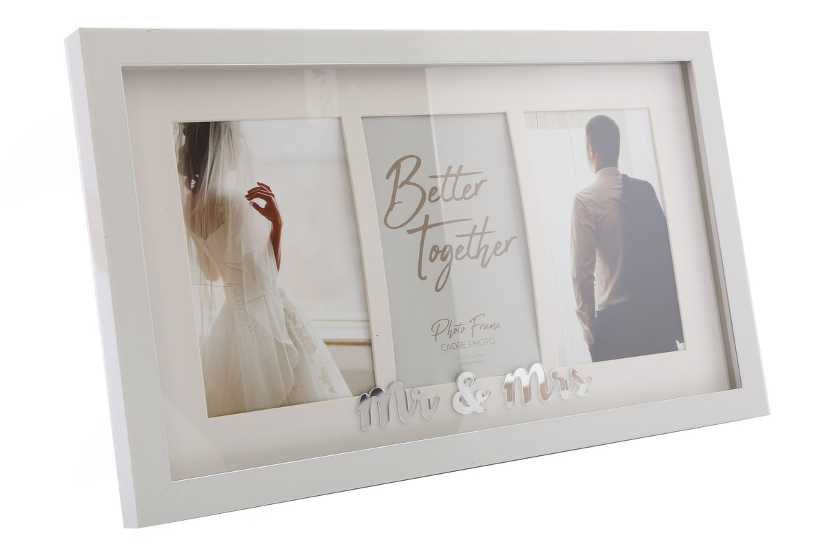 Photo Frame Triple 4"x6" Mr&Mrs - Tiger Feet Ireland