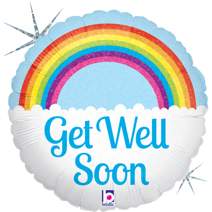 Foil Balloon 18" Round Get Well Soon Rainbow - Tiger Feet Ireland