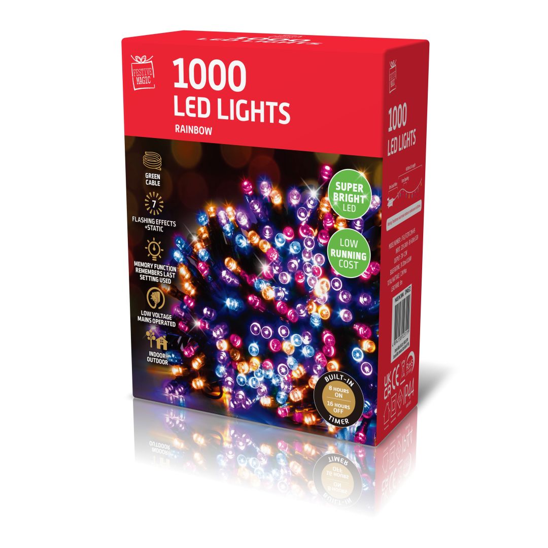 LED Lights 1000 Timer Rainbow