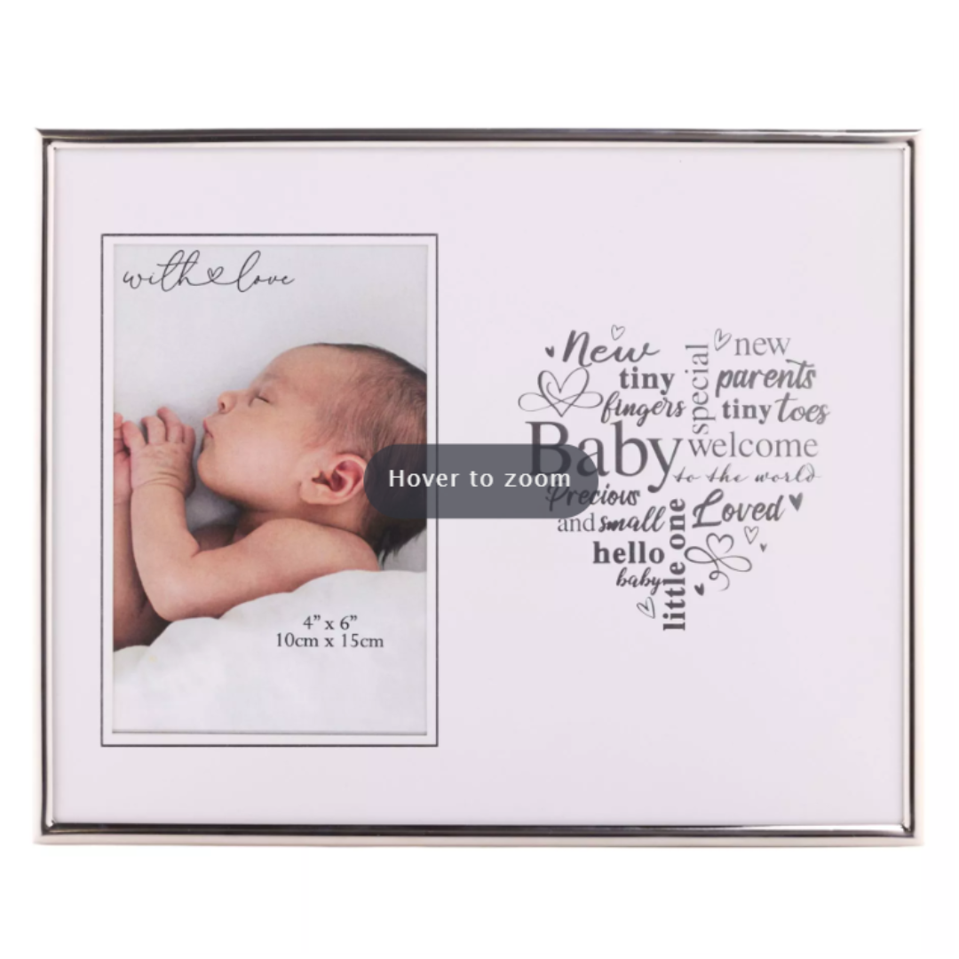 Silver Heart Frame 4inx6in Baby - Tiger Feet Ireland
