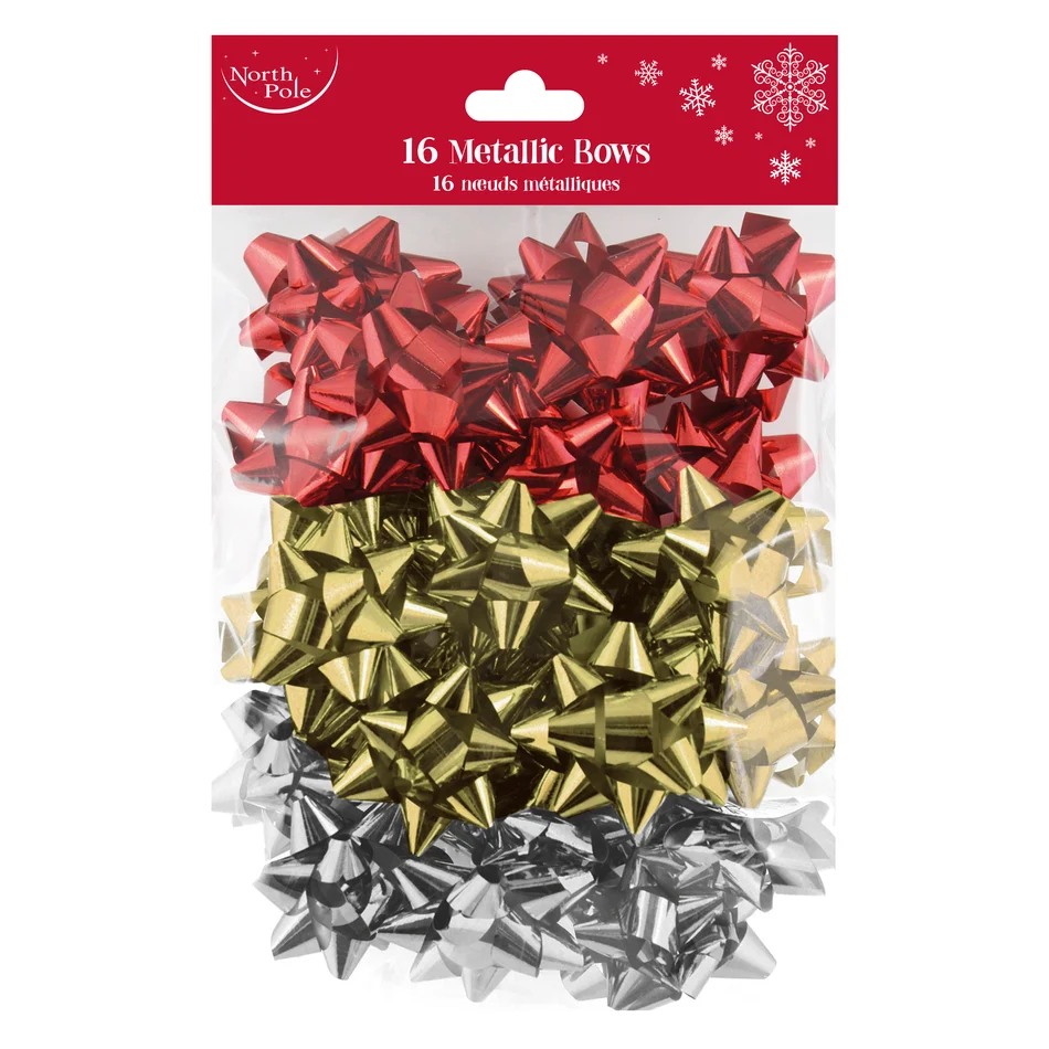 16pcs Bows Metallic Trad Mix 12pk - Tiger Feet Ireland