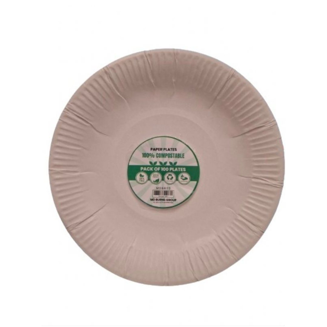 100pk Paper Plates 23cm - Tiger Feet Ireland