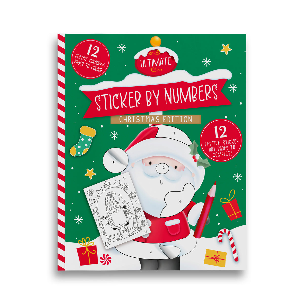 Xmas Sticker By Numbers Book 12pk