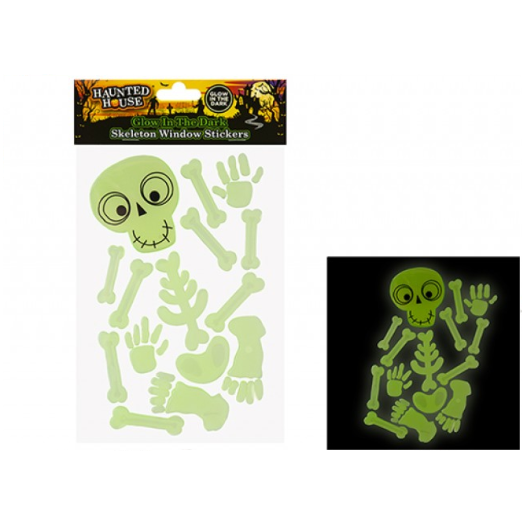 Skeleton Window Sticker Glow In The Dark 24pk