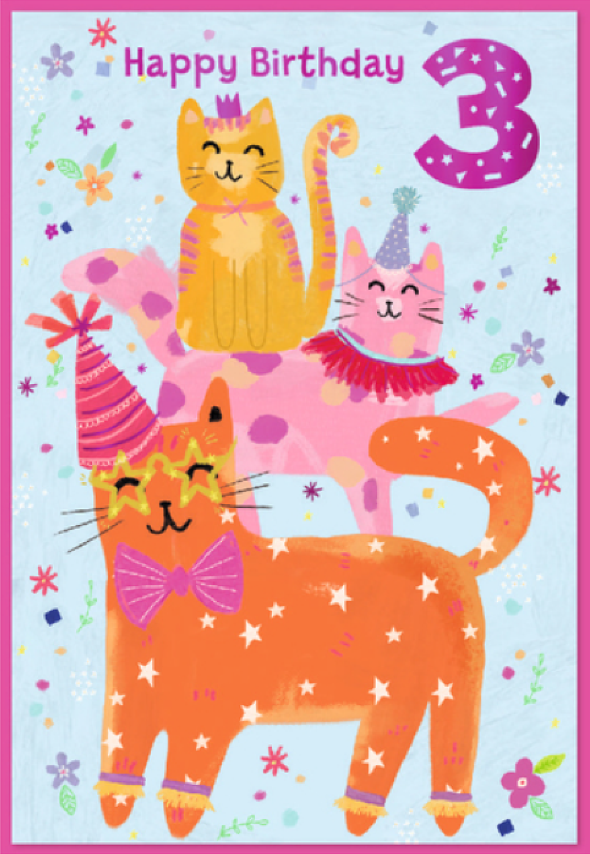 Simon Elvin 6 Pack Cards C50 Birthday Age 3 - Tiger Feet Ireland