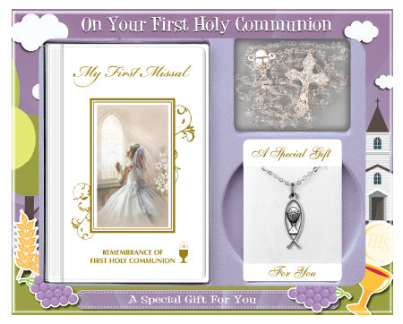Communion Gift Set Book/Rosary/Chalice Necklet - Tiger Feet Ireland