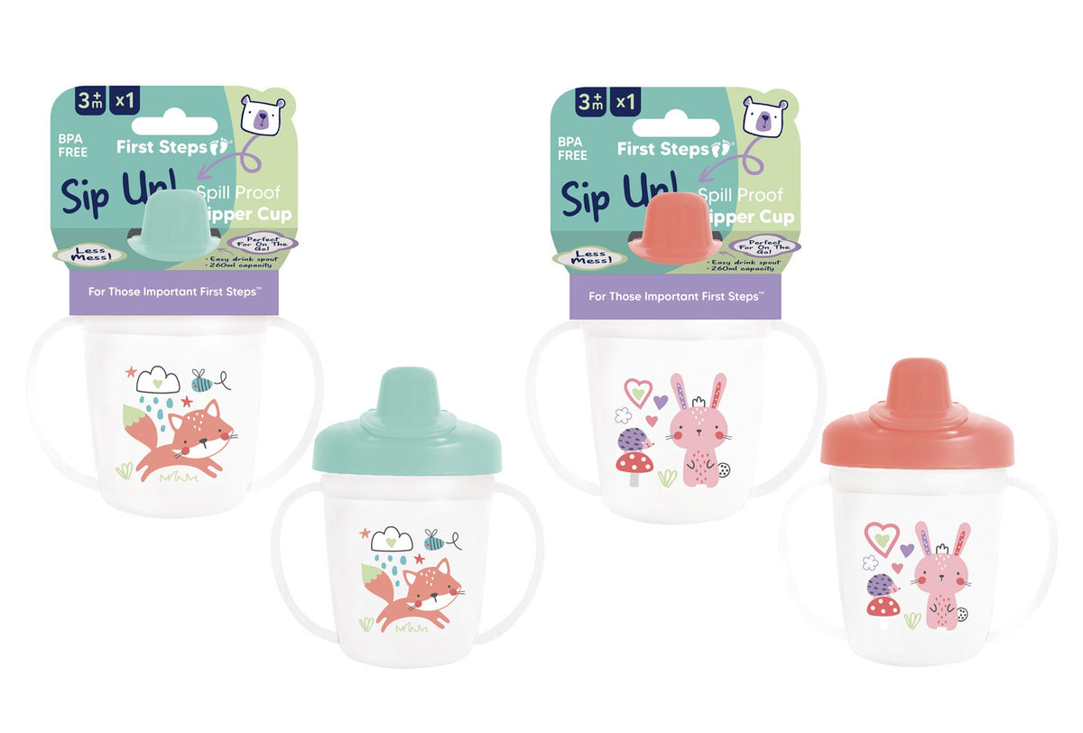 2pk 260ml Spill Proof Cup With Cap - Tiger Feet Ireland