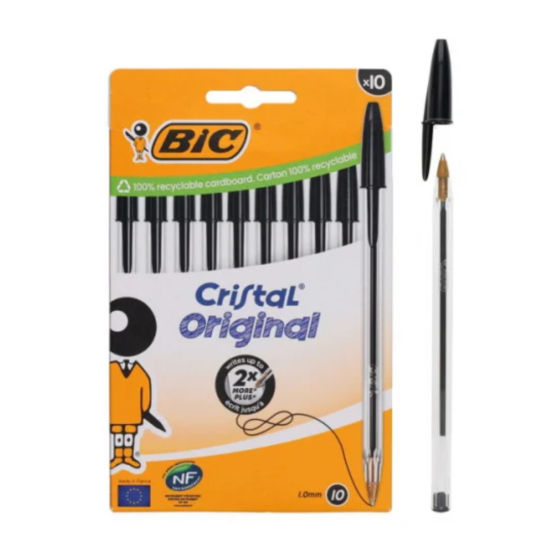 10pk BIC Cristal Pen Black - Tiger Feet Ireland