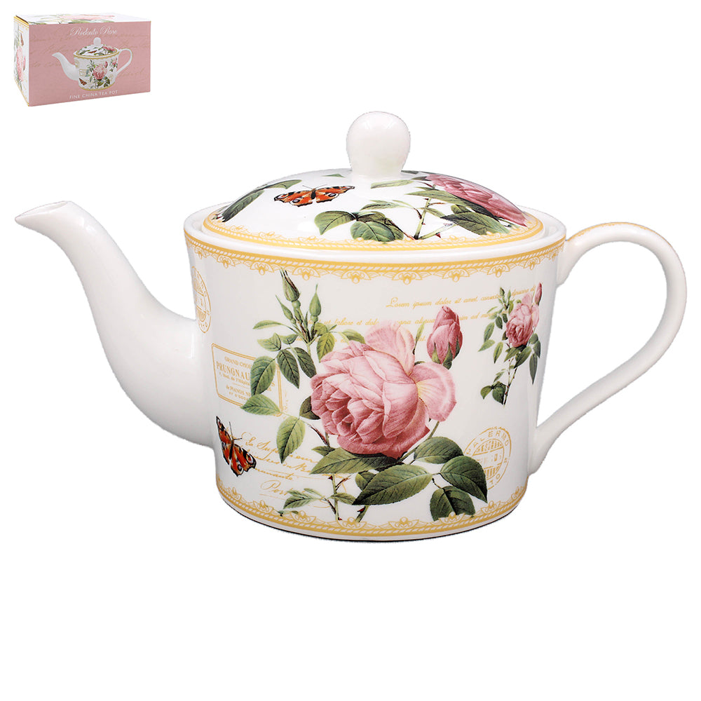 Redoute Rose Tea Pot - Tiger Feet Ireland