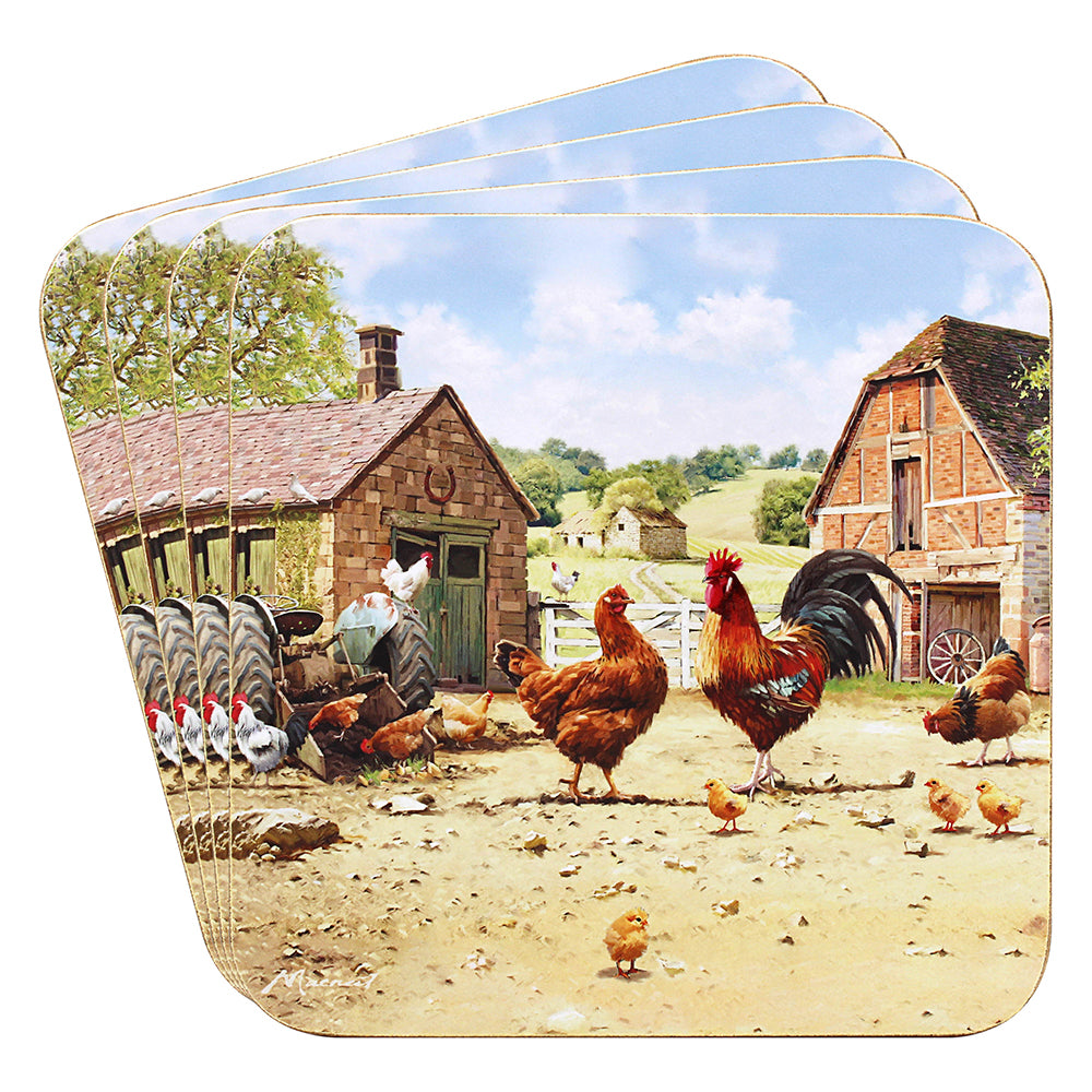 Cockerel & Hen Coasters Set Of 4 - Tiger Feet Ireland