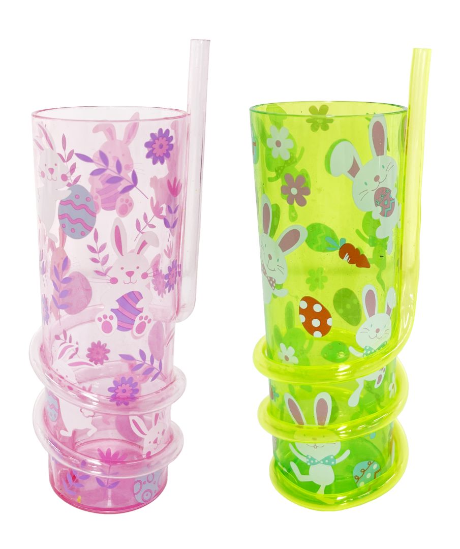 Easter Cup Spiral Straw 330Ml Asst - Tiger Feet Ireland