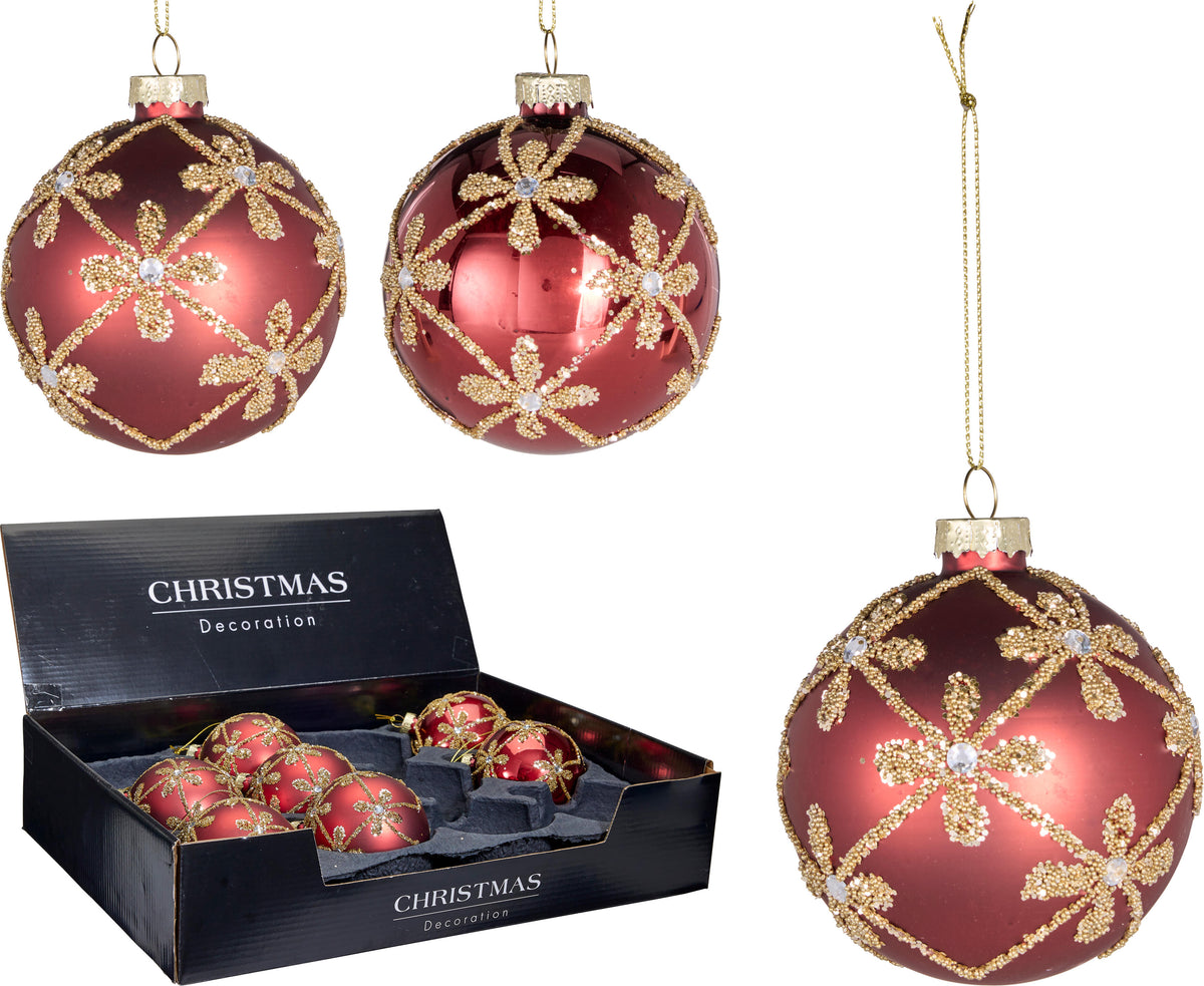 Xmas Ball 80Mm 2Ass Design 12pk - Tiger Feet Ireland