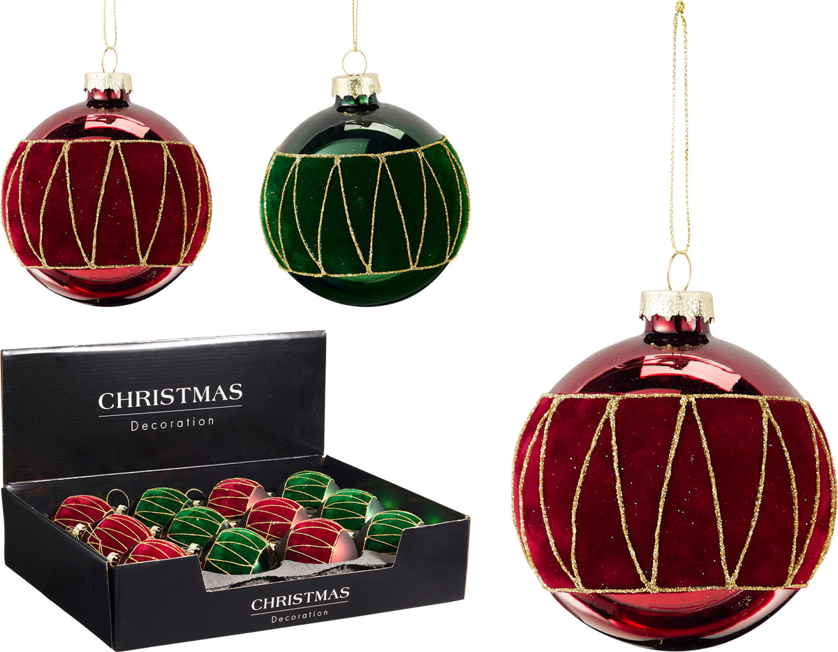 Xmas Ball 80Mm 4Ass Design 12pk - Tiger Feet Ireland