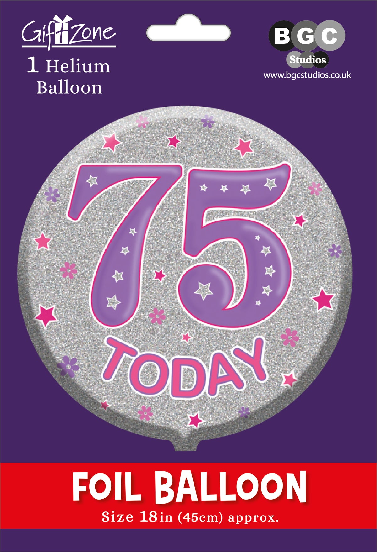 5Pk Foil Balloon Birthday Age 75 - Tiger Feet Ireland