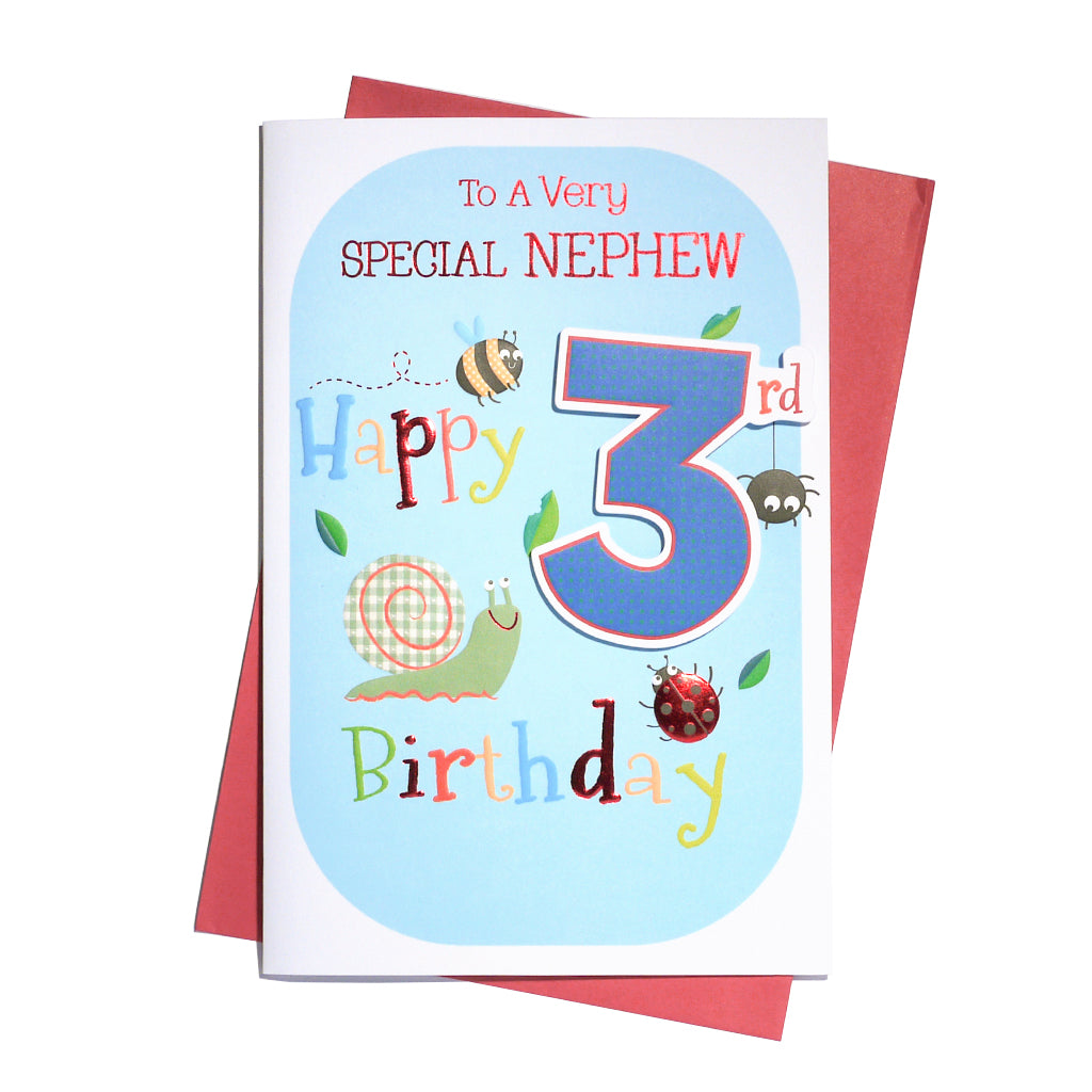 6pk Cards C75 Birthday Age 3 Nephew - Tiger Feet Ireland