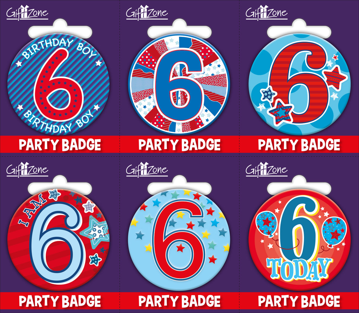 6pk Small Badges Birthday Age 6 - Tiger Feet Ireland