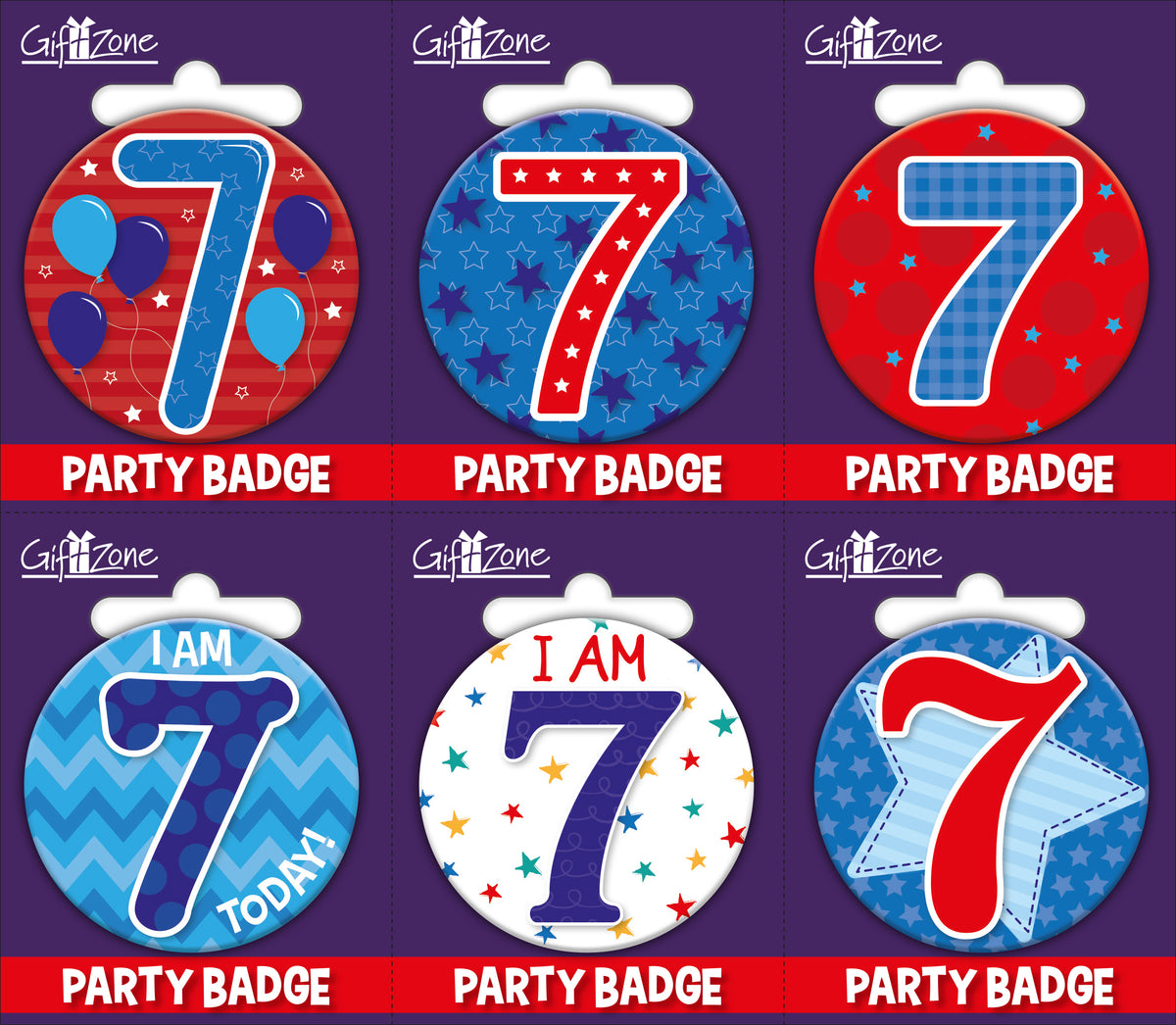 6pk Small Badges Birthday Age 7 - Tiger Feet Ireland