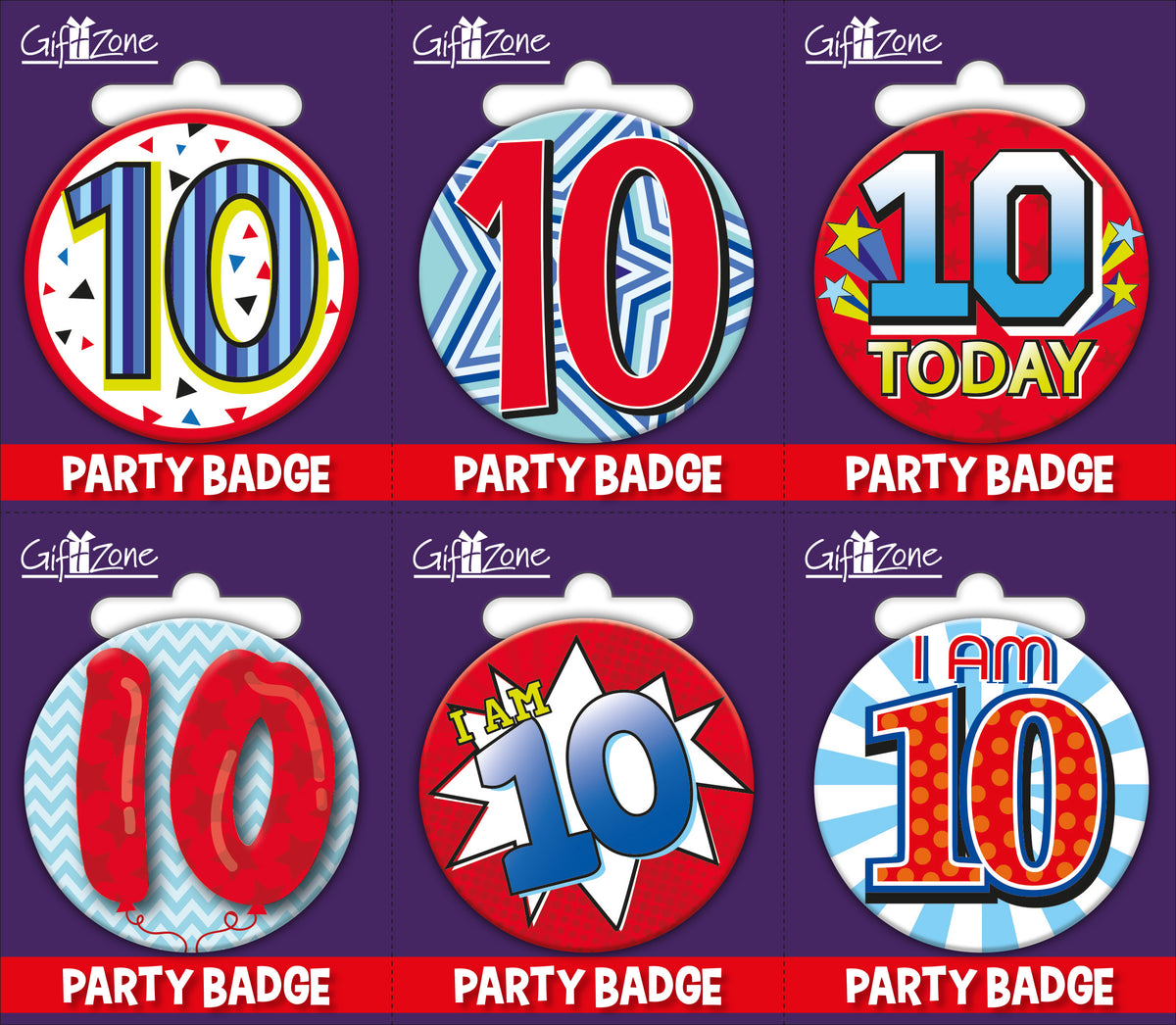 6pk Small Badges Birthday Age 10 - Tiger Feet Ireland