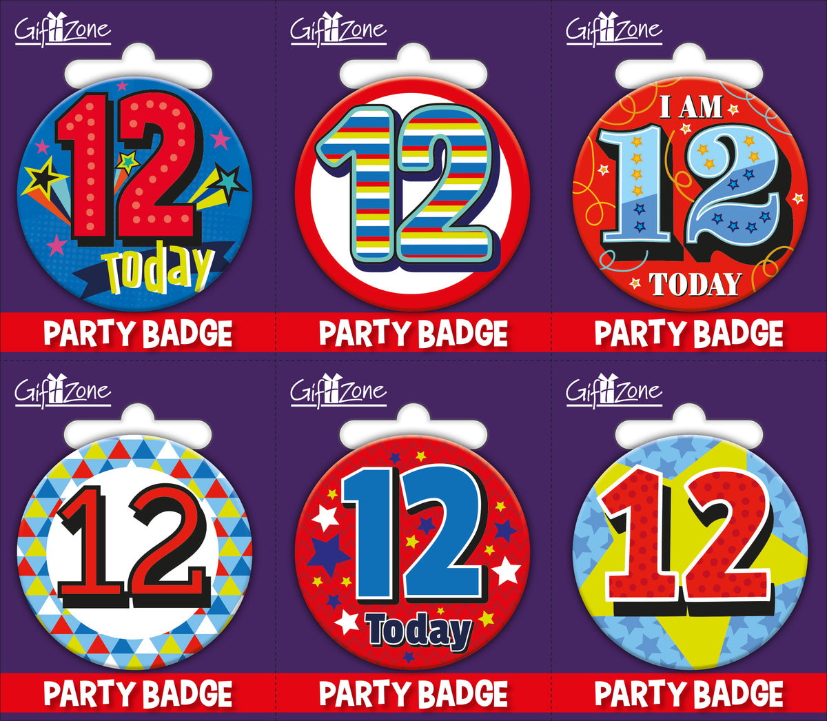6pk Small Badges Birthday Age 12 - Tiger Feet Ireland