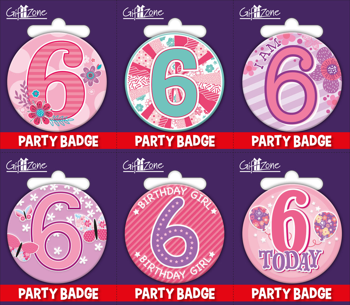 6pk Small Badges Birthday Age 6 - Tiger Feet Ireland