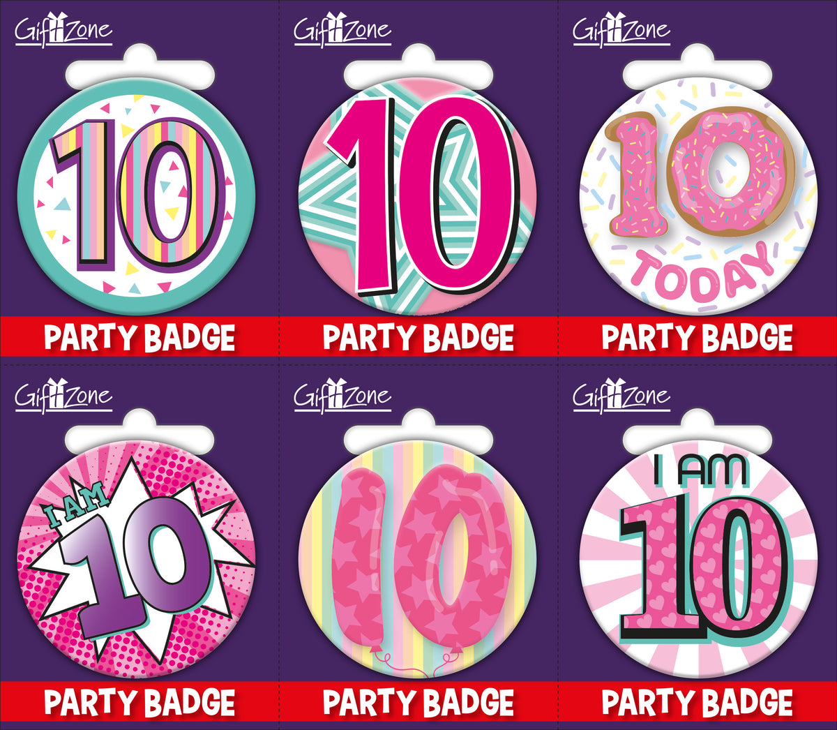 6pk Small Badges Birthday Age 10 - Tiger Feet Ireland