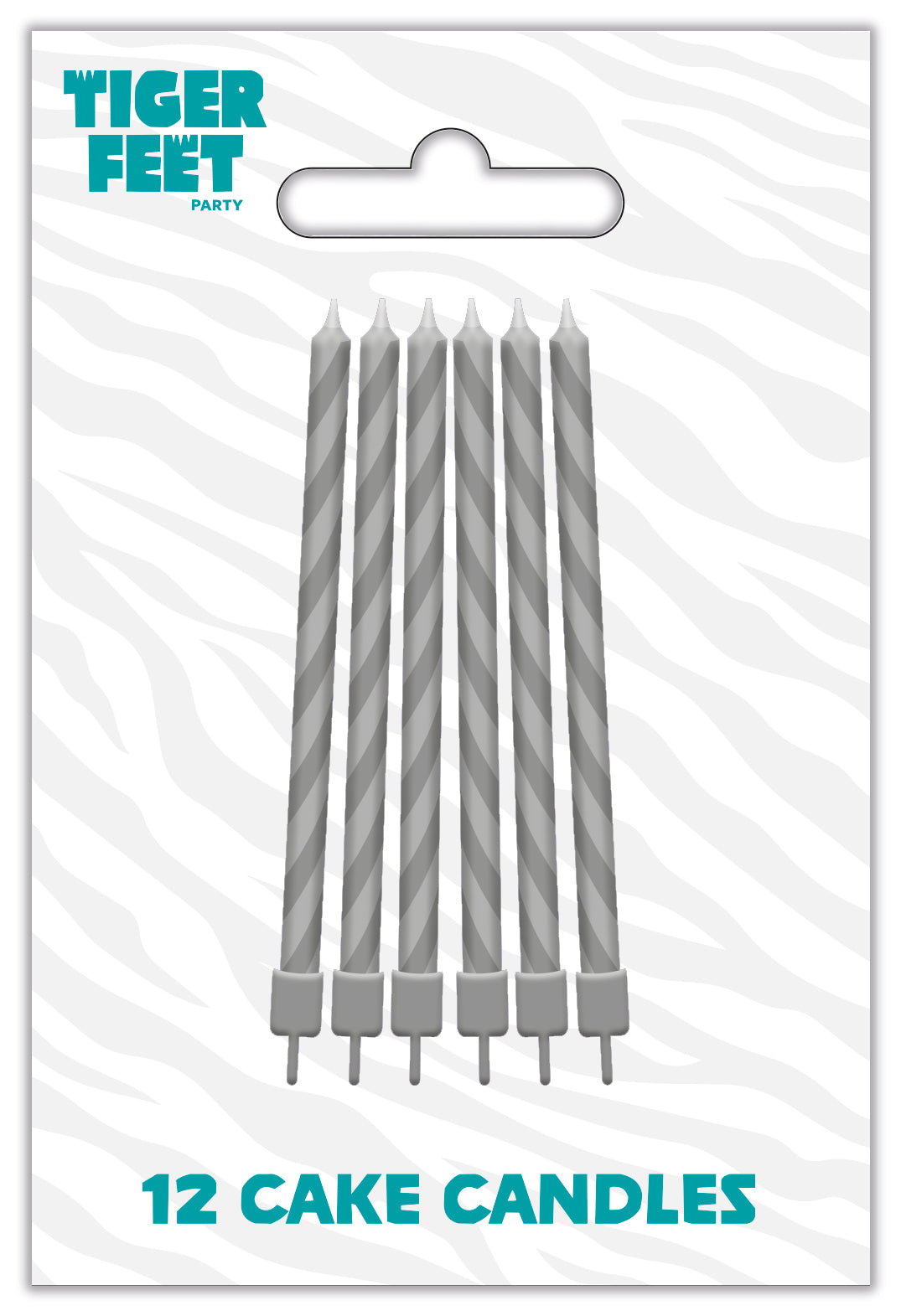 6pk Cake Candles Metallic Silver - Tiger Feet Ireland