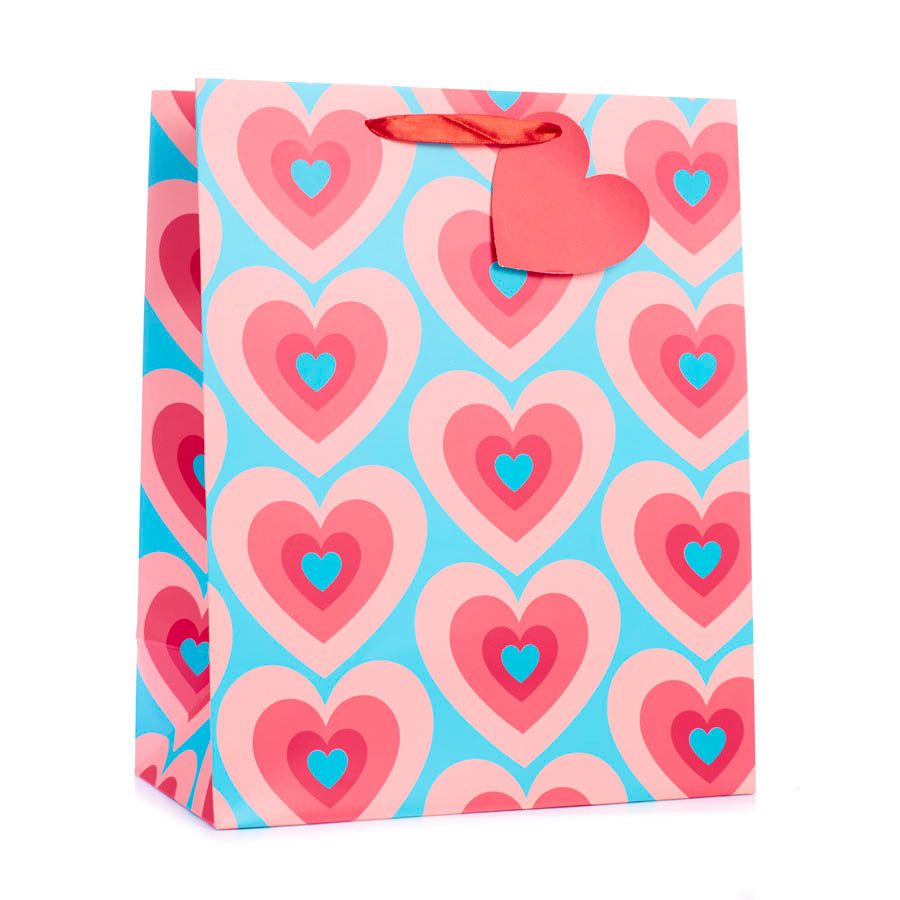 6pk Medium Portrait Gift Bags Hearts - Tiger Feet Ireland