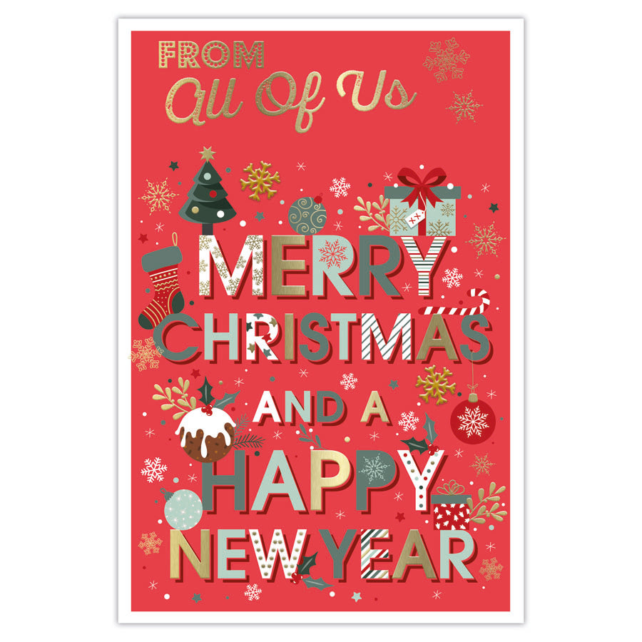 Prelude C75 Christmas Cards From All Of Us 6pk - Tiger Feet Ireland